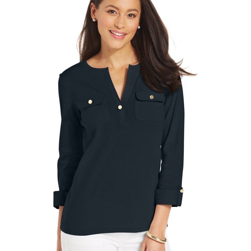 Charter Club Luxury Black Pima Cotton Blouse